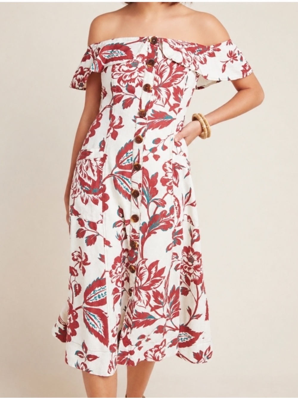 Anthropologie Floral Hawaiian Print Midi Dress in Size 4